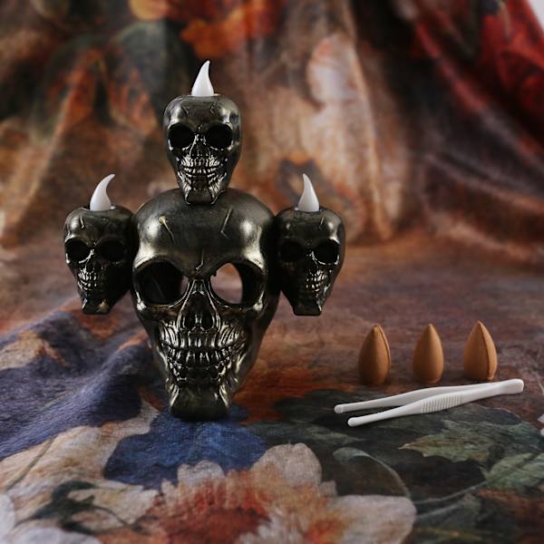 Sæt af 2 Scary Smoke Lamp Skull Head Pumpkin Lamp Elektronisk LED