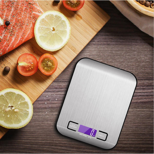 Køkkenvægt til mad, digital gram og ounce til vægttab, bagning, madlavning, keto og måltidsforberedelse, LCD-display, mellem