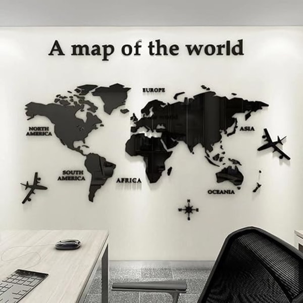 1 set 180*100 cm 3D Art World Map Wall Stickers, Väggdekor