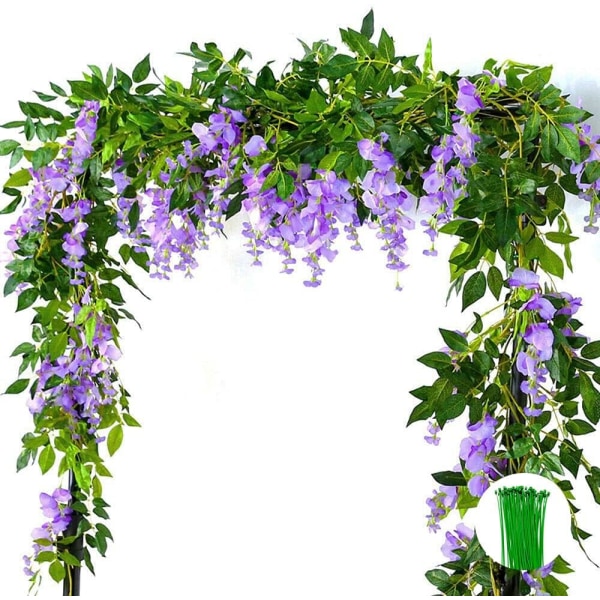 2 Stykker (Lilla) Kunstig Blomst Ranke Falsk Wisteria Hengende