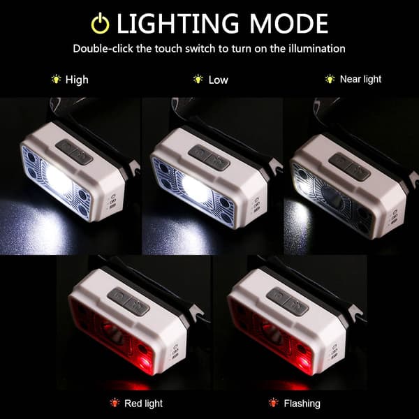 1 stk LED oppladbar sterk lys hodelykt polymerbatteri