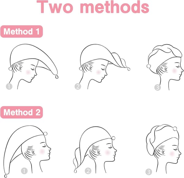 Sæt med 2 tørrehåndklæder - turban med knapper - superabsorberende -