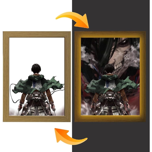 Attack on Titan LED-kunst (Eren Jaeger) - Dynamisk Eren Jaeger-udgave, USB-drevet, 3 lystilstande, lyser op med transformative udtryk