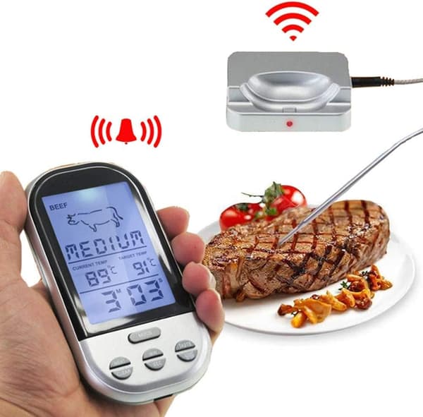 1 stk Trådløst BBQ Termometer Madtermometer med Sonde til