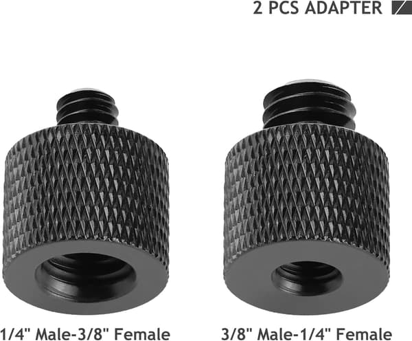 4 stk. (Sort) Kamera Skrue Adapter Tråd 1/4\" Han til 3/8\"