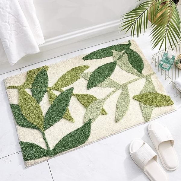 50X80 cm, Vihreä Lehti, Ylimääräisen Pehmeä Mikrokuitu Pitkäkarvainen Liukumaton