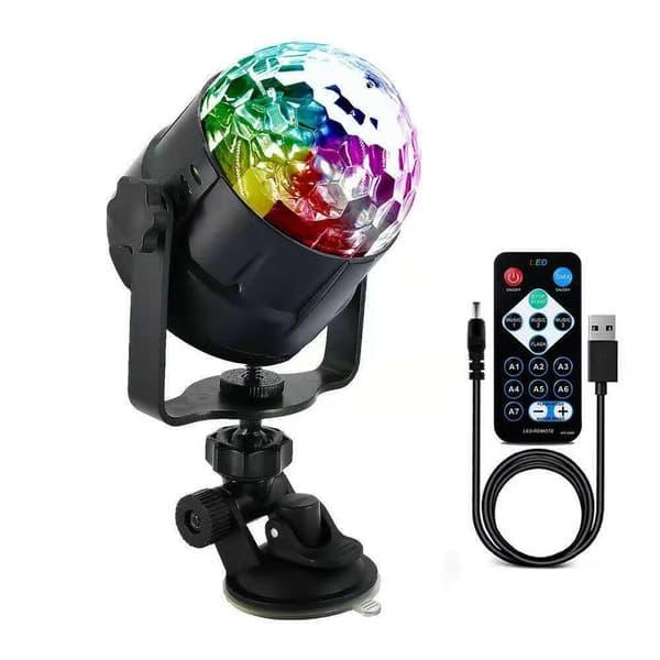 LED discokula med roterande effekt, festbelysning med