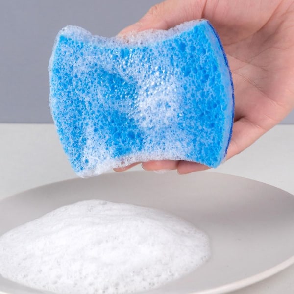 Non-Scratch Cellulose Scrub Sponge, Dobbeltsidet Opvaskesvamp til Køkken