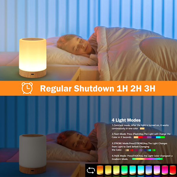 Touch-natlampe genopladelig trådløs natlys 11 LED-lys