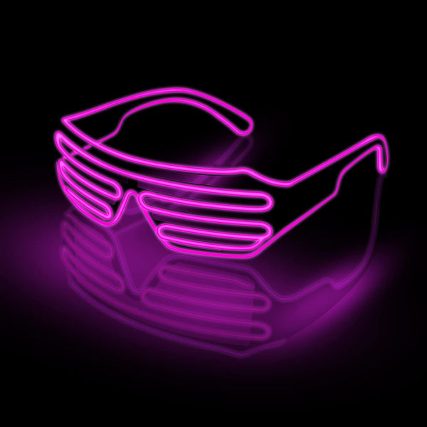 (Rosa) Neon Rave Glasögon El Wire Blinkande LED Solglasögon Lyser Upp