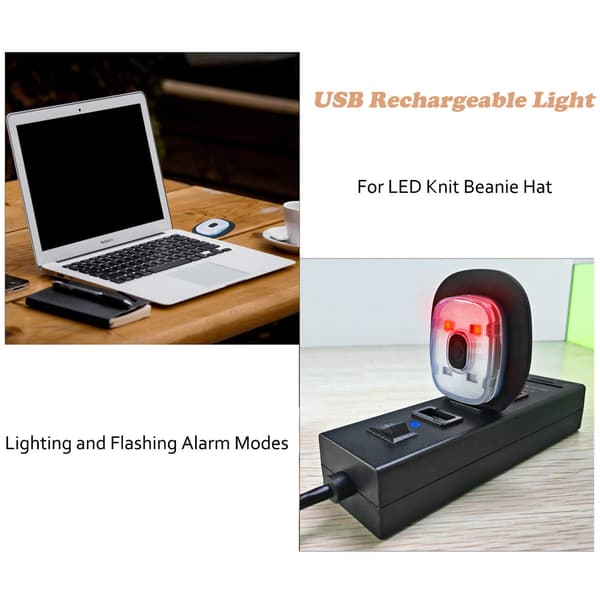 1 USB-oppladbart lys for LED-strikket lue
