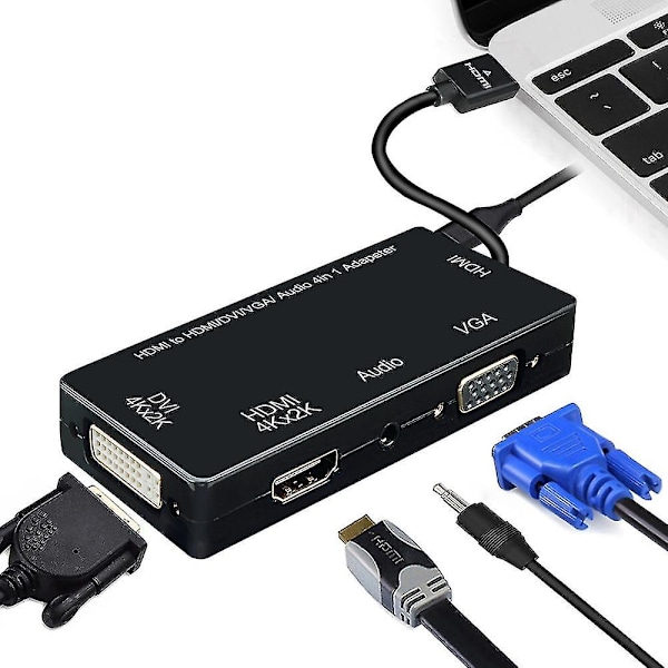 3 i 1 HDMI till VGA DVI HDMI med ljud 3,5 mm mikroadapterkabel
