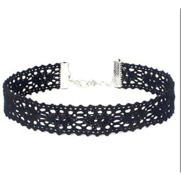 Choker-sæt, 6 stk. choker-halskæder sort fløjl choker-sæt klassiske gotiske tatoveringsblonde-choker