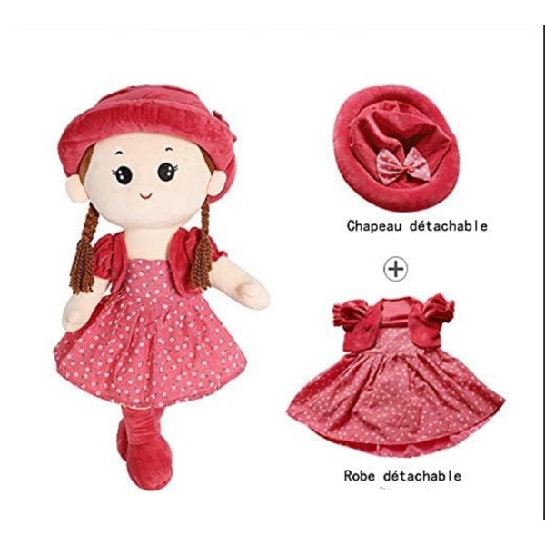 Raggedocka Söt Flicka Plyschleksak Mjuk Bebisdocka Heminredning Mini Prinsessa Hatt och Avtagbara Kläder