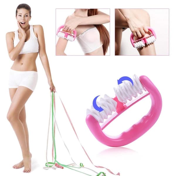 4 stk. Pink Cupping Cups + Massage Roller Silikon Cupping Sæt