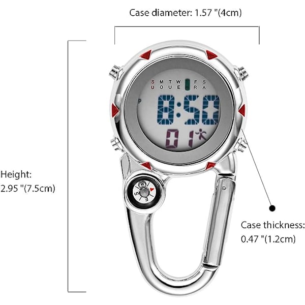Kompas Karabiner Klok Kvinder Mænd Multifunktionel Ur Bærbar
