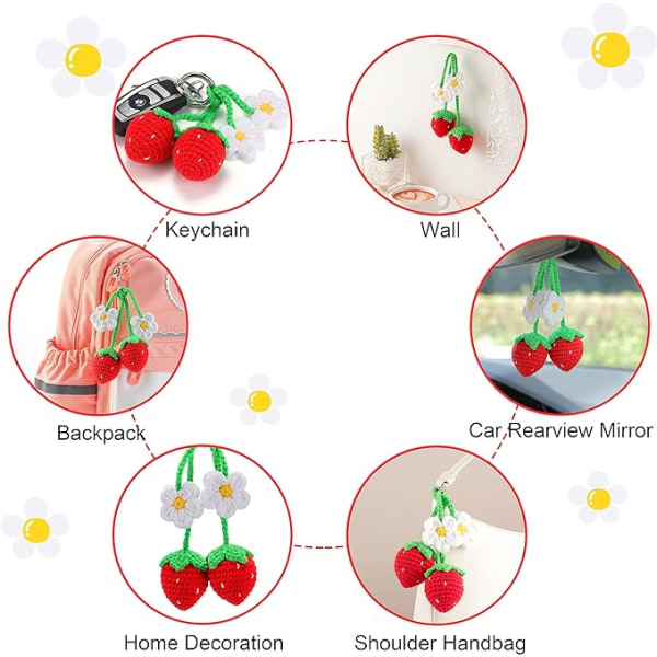 2 Vakre Jordbærformede Henger, Bil Henger Ornament
