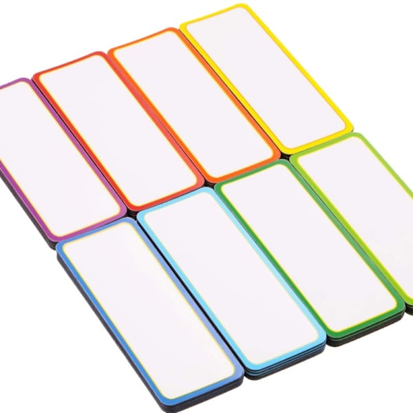 54-pakning whiteboard-magneter, 9 farger - 30 x 80 mm
