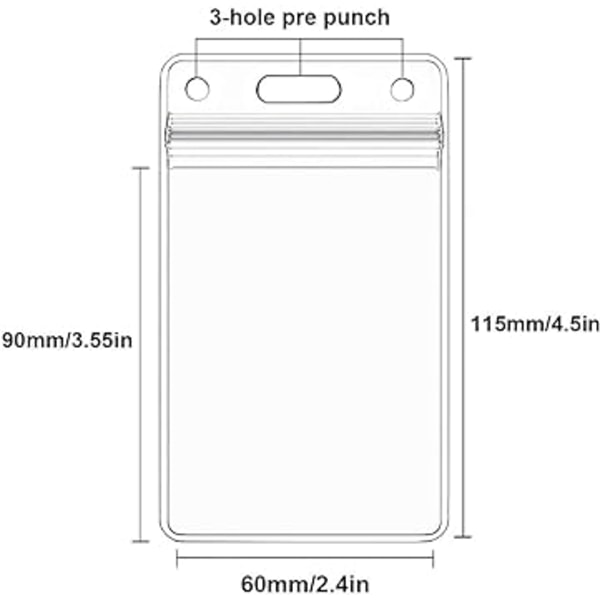 10 Klare Plastlommer for ID-kort (Vertikale)