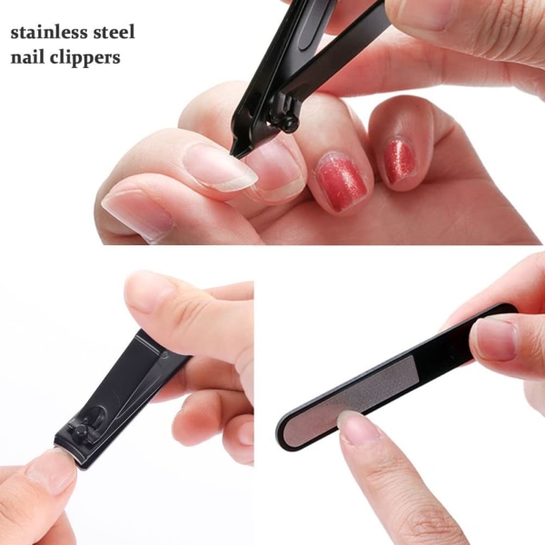 3 Pcs Nail Clipper, Professional Black Finger Nail Clipper Sharp