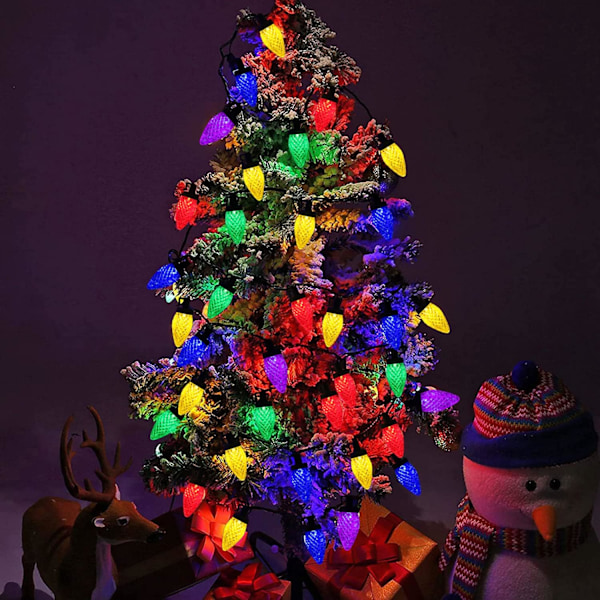 25,7FT 50LED Batteridrevne Julelys, 8 Tilstande Julepynt Indendørs Lys, Vandafvisende C9 Julelys