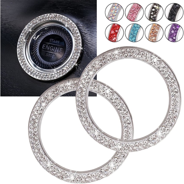 2 stk. Push Start-knapper Bling Ringe Auto Bil Motor Start Stop