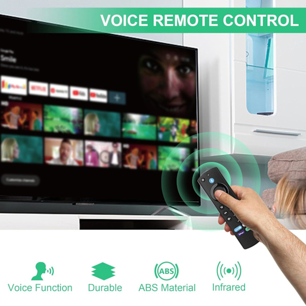 Reservefjernkontroll med stemmefunksjon (L5B83G) Passer til Smart TV-stick (2. generasjon, 3. generasjon, Lite, 4K), Passer til