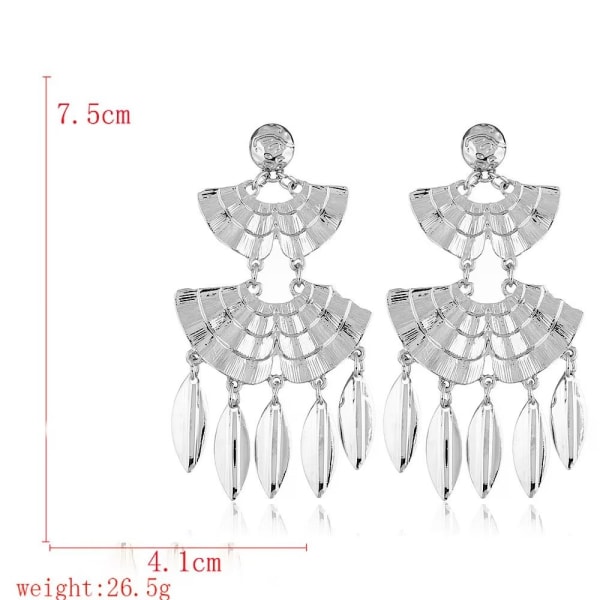1 par (Sølv) Bohème-inspirerte vifteformede frynser med anheng