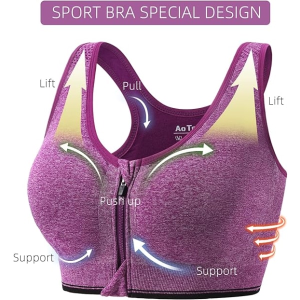 2 Pack XL Sportsundertøy for kvinner, blå + lilla avtagbar