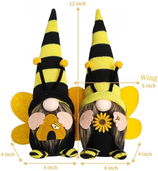 Funoasis Bumble Bee Gnomes, Mr og Mrs Forår Sommer Hus Bier D