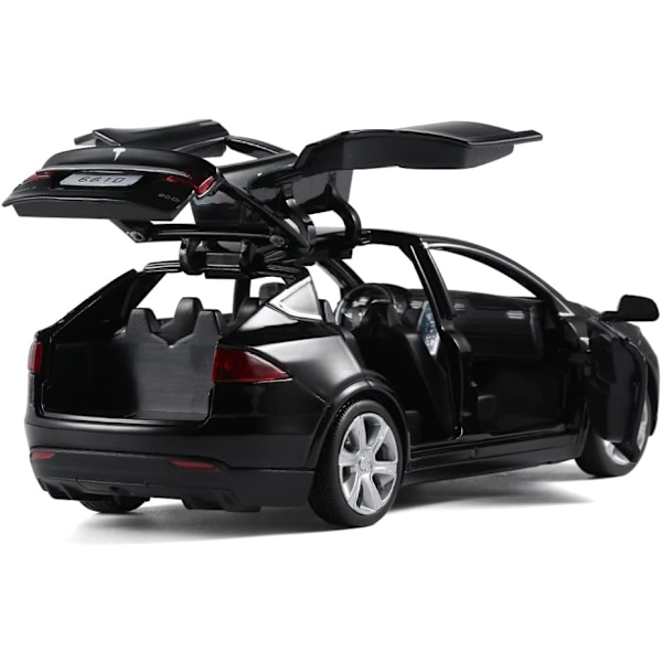 1/32 Model x Metal Die Casting Legetøjsbil til drenge i alderen 3-12 år Træk-tilbage-legetøjsbil med lyd og lys (Sort)