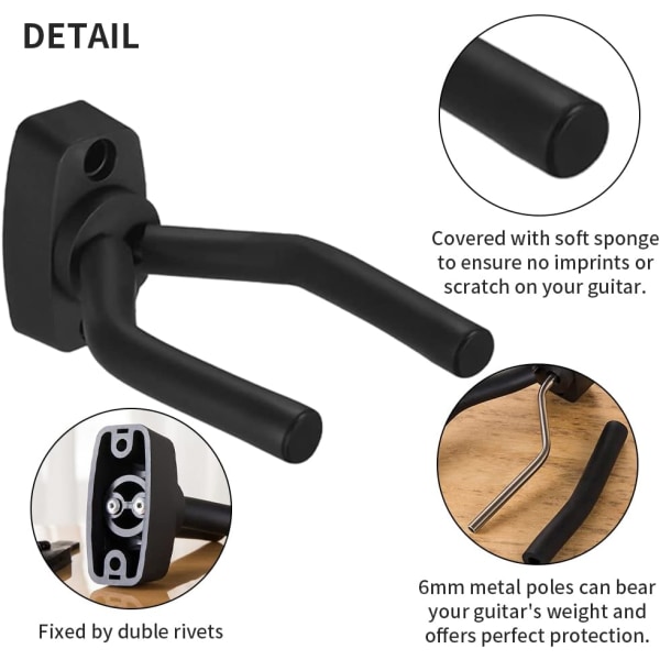 (3-pakning) Gitarveggfeste, Gitarkrok, Gitarholder Kompatibel