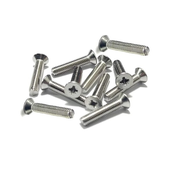 50-pack M4 (4mm) x 8mm Platta Sänkskruvar Dubbelhuvud Pozi