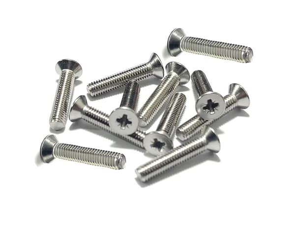 50-pakning M4 (4mm) x 12mm Flat Senket Dobbelthode Pozi