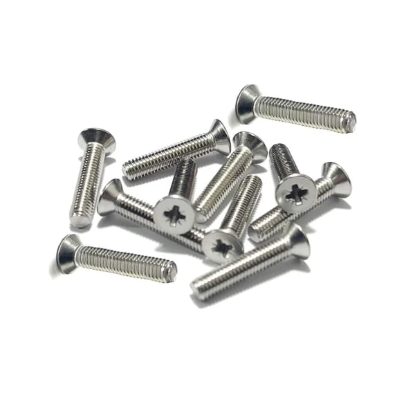 50-pakning M4 (4mm) x 8mm Flat Senket Dobbelthode Pozi