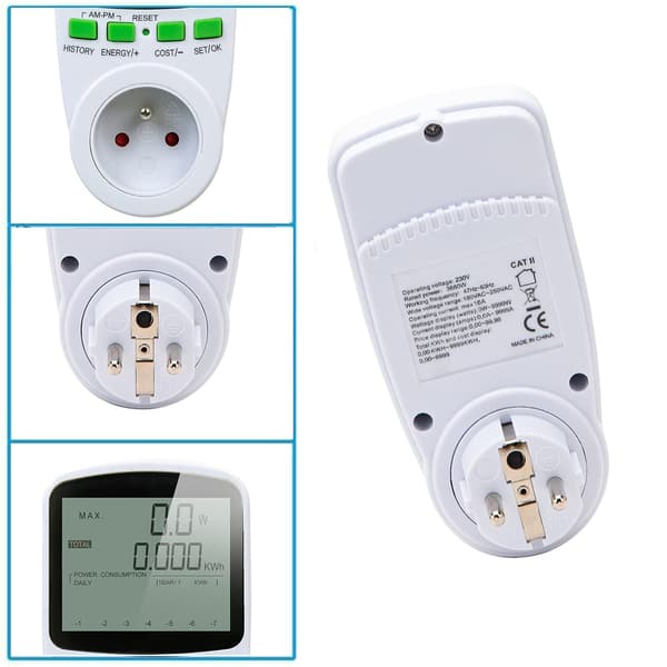 1 stk Dobbel Tariff Wattmeter Strømmåler, Sokkel