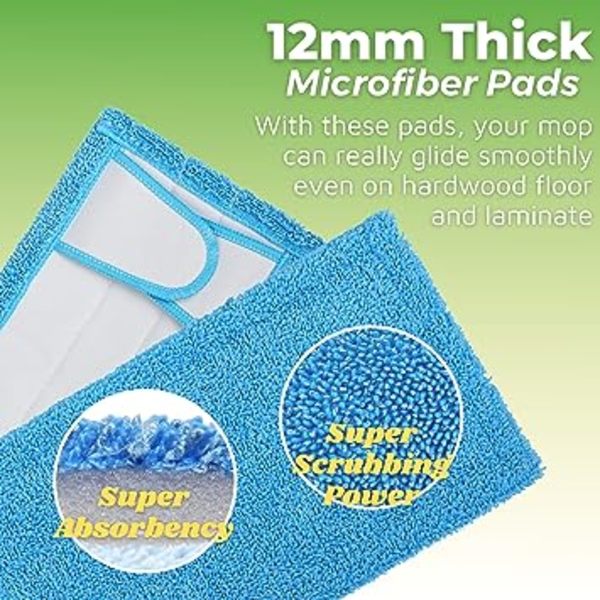 2-pakks gjenbrukbare moppputer, 12,5\" mikrofiber mopp refillpute