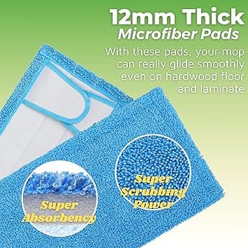 4 Pakk Vaskbare Moppputer, 12,5'' Mikrofiber Mopp Etterfyllings Pute