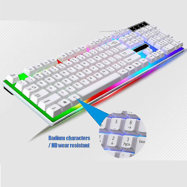 Trådbundet speltangentbord och mus set färgglad LED-bakgrundsbelyst USB spel tangentbord mus för bärbar dator PC svart
