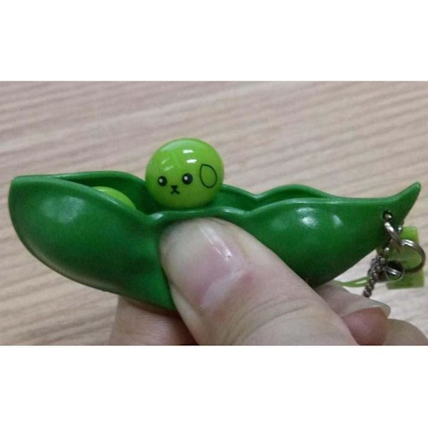 3 kpl Fidget-lelusettiä, Purista-papu Soijapapu Stressinlievitystä Hauskoja Leluja Ekstruusio Edamame Herneavain Keychain Matkapuhelimiin ja Avaimiin - Vihreä
