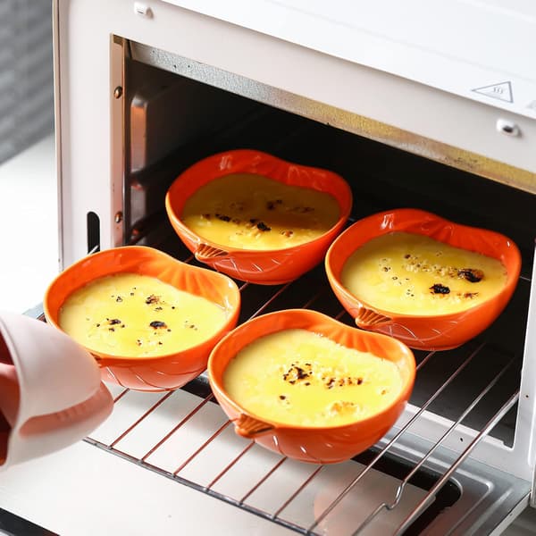 Ramekiner 6 uns, Ugnsäkra, Keramiska Ramekin Set för Bakning av Crème Brûlée, Soufflé, Pudding, Små Pumpaformade B