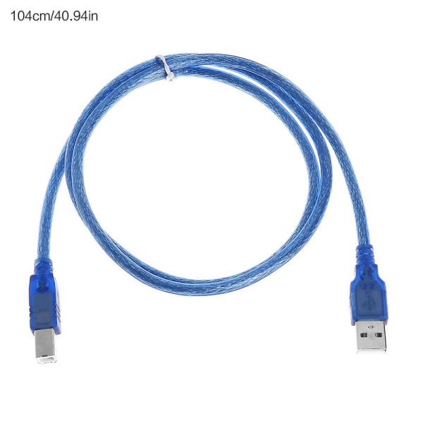 Nopea läpinäkyvä sininen USB 2.0 -tulostinkaapeli, tyyppi A -uros - tyyppi B -uros Dua（1M