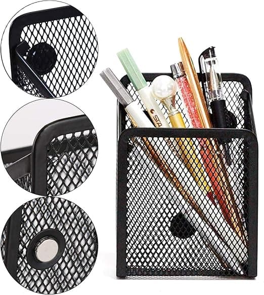 2-delt Sort Magnetisk Blyantsæske Magnetisk Penneholder Mesh
