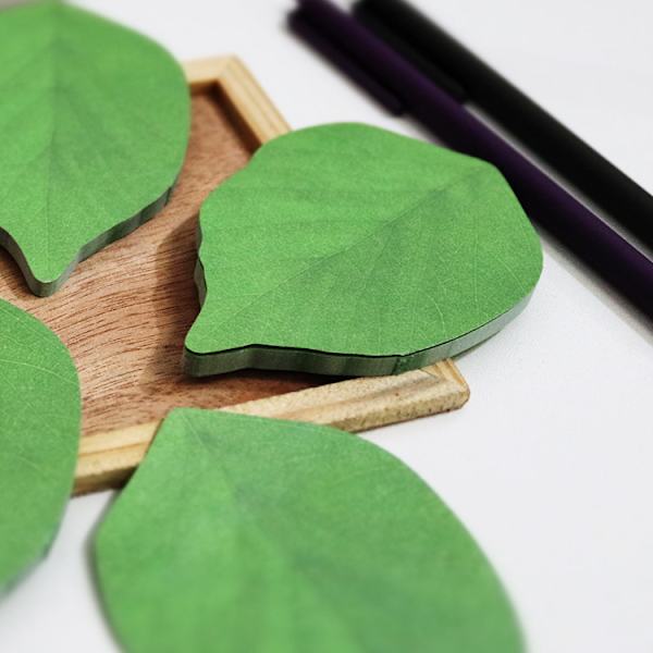 50 Ark Sticky Notes, Smukke Grønne Bladformede Selvklæbende