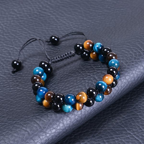 Naturligt Tigeröga Armband 8mm Obsidian Armband för Män