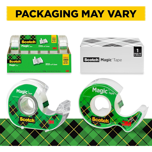 Scotch Magic Tape, Näkymätön, Koti- ja Toimistotarvikkeet sekä Takaisin Kouluun -tarvikkeet Yliopistoille ja Luokkahuoneille, 6 Rullaa