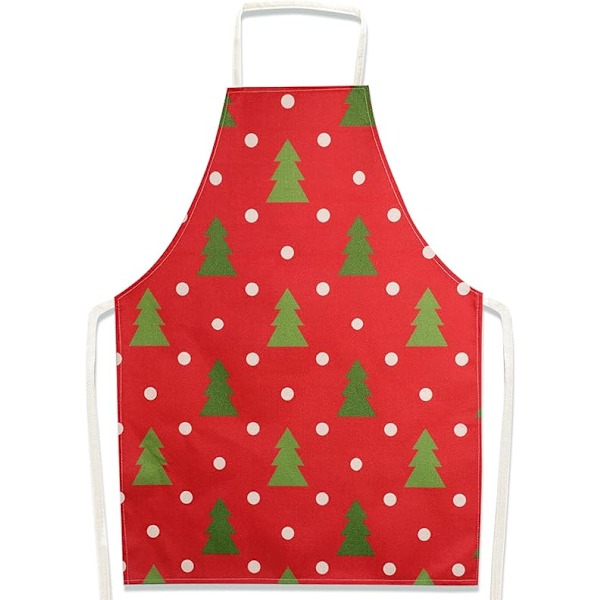 1 st Jul Köksförkläde (Röd-Gran) Rött God Jul Förkläde Nyhet Klassiska Linneförkläden Justerbar Nacke Gåva D