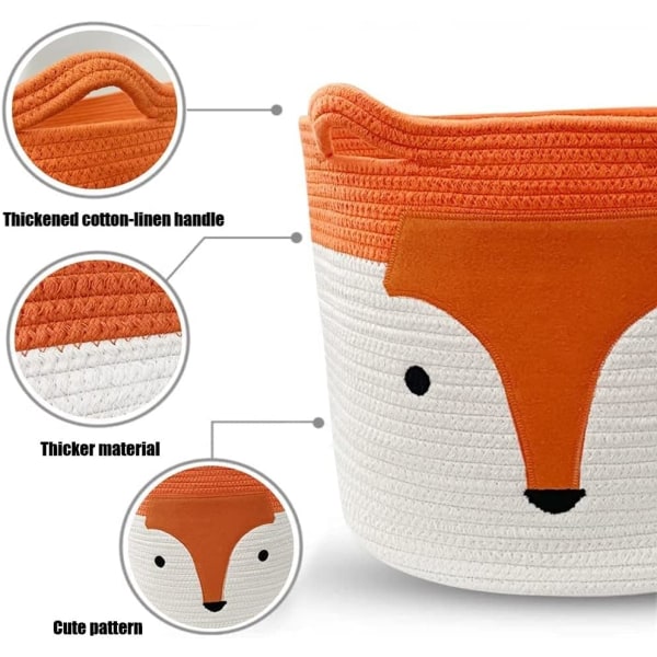 Tvätthållare i bomullsrep, Orange Fox Vikbar Förvaringskorg C
