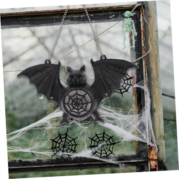 Lysende Flaggermus Halloween-dekorasjon, 2 stk Henge-flaggermuslampe Multifarget Batteridrevet