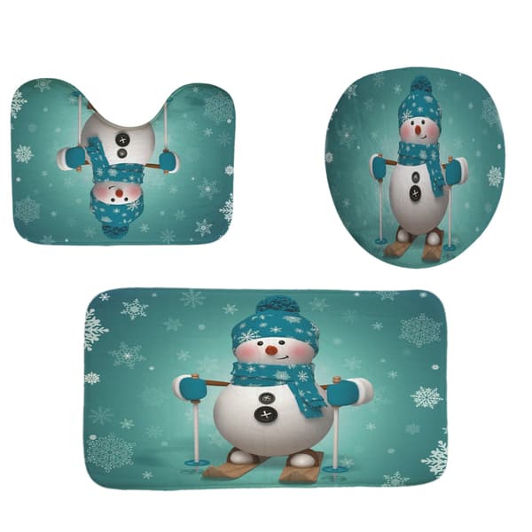 4-pack Grön Jultomte Duschdraperi Set 70,8 × 70,8